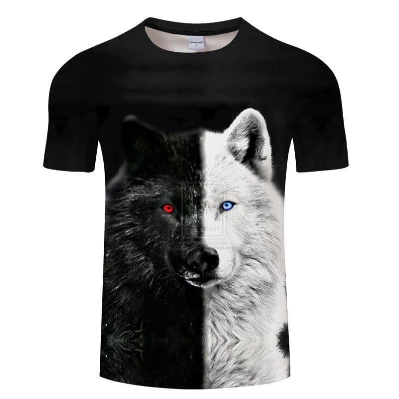 image-Wolf 3D Print T-Shirt - Black Short Sleeve