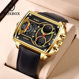 image-FOXBOX Quartz Watch Men 47mm Rectangle Mesh Silver