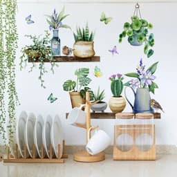 image-Decorative Chlorophytum Wall Sticker - Green Cartoon PVC Waterproof