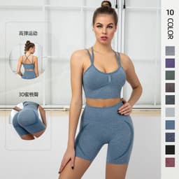 image-Issercafe Yoga Set - Sports Bra Shorts Medium Gray L