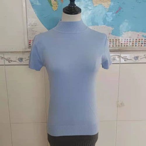 image-Women's Half Turtleneck Short Sleeve Sweater Top