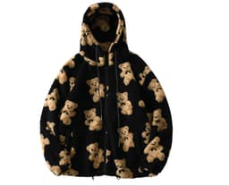 image-Women's Hooded Cartoon Bear Sweatshirt - Thick XL Khaki