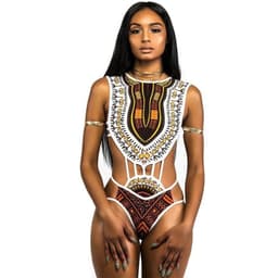image-Women's One-Piece Swimsuit - Floral Yellow XXL