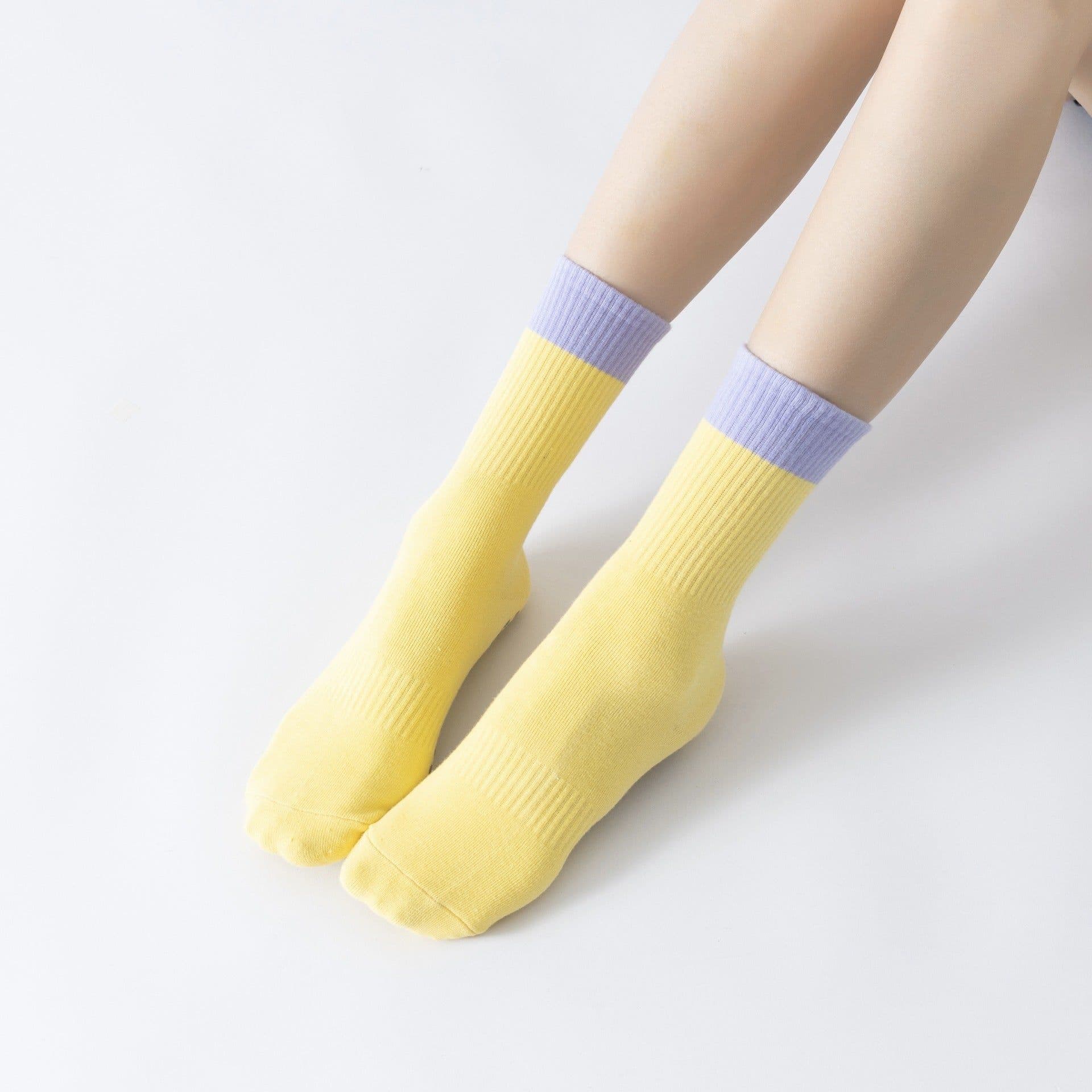 image-Two-Tone Yoga Socks - Cotton Non-Slip Pilates Fitness