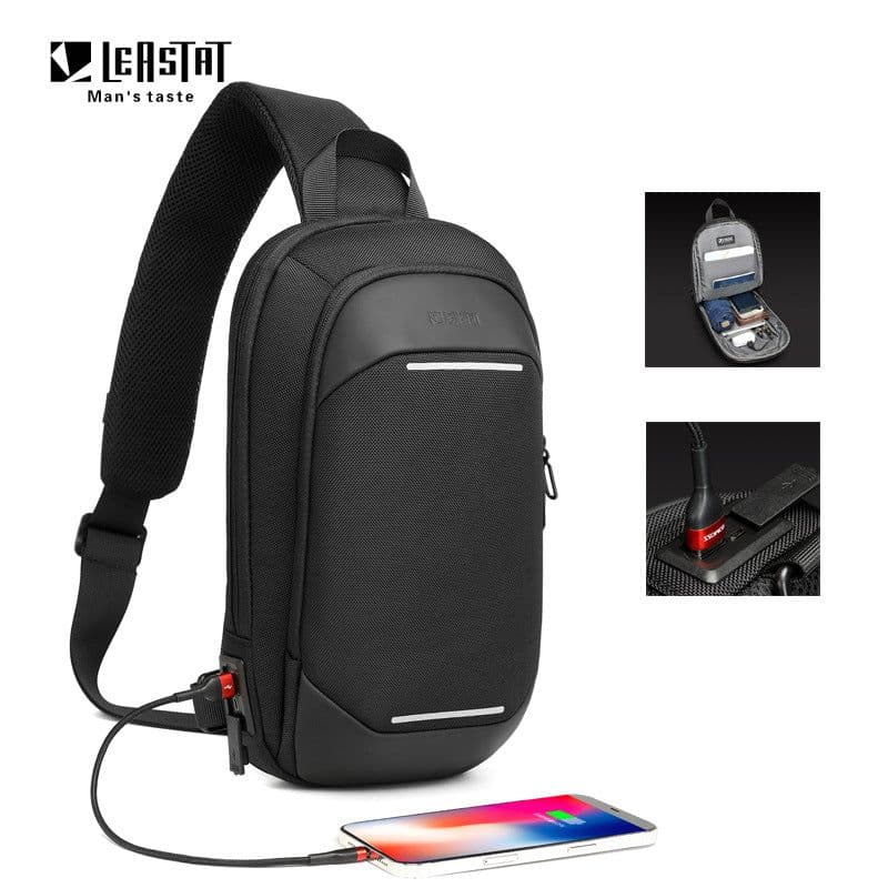 image-LEASTAT Chest Bag Men's USB Messenger - Camouflage