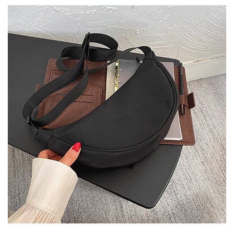 image-Canvas Messenger Bag - Black Student Fashion