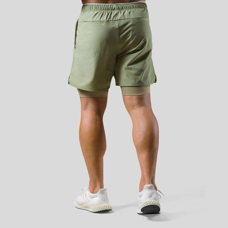 image-Summer LYFT new men's sports and leisure shorts double-layer fake two-piece basketball fitness perspiration quick-drying shorts