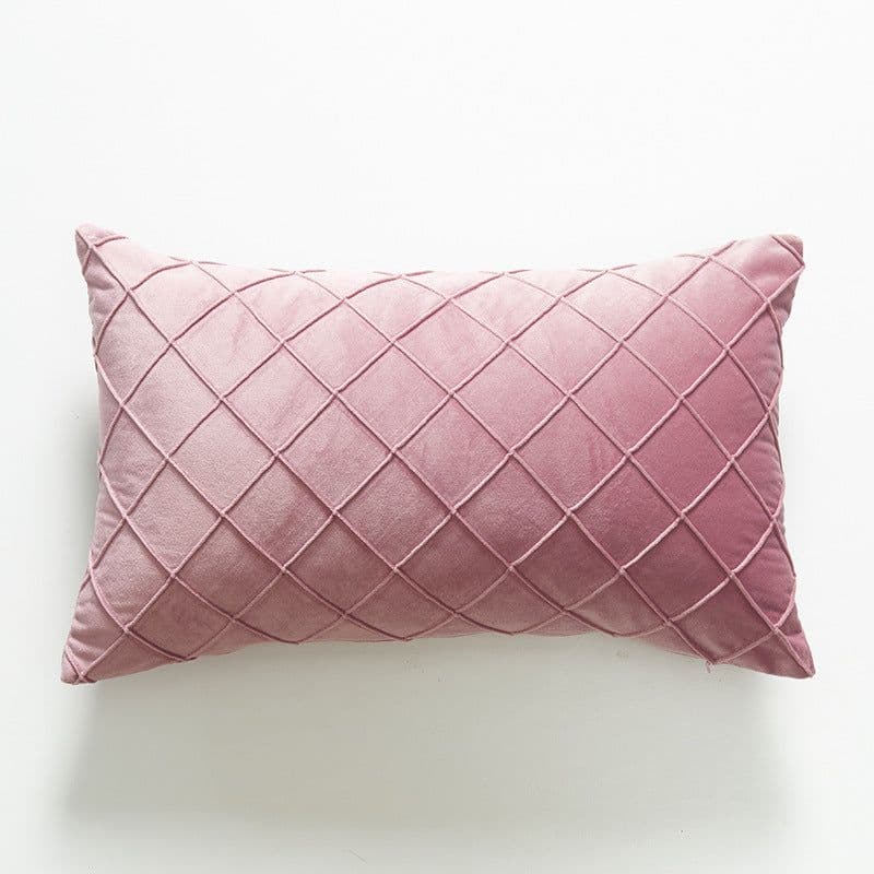 image-Dutch Velvet Plaid Waist Pillow Purple 30×50cm