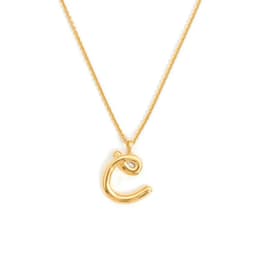 image-Brass Alphabet Necklace Unisex Initial Pendant Gold Plating