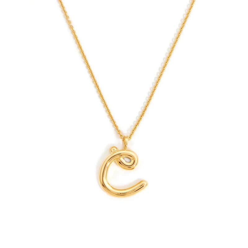 image-Brass Alphabet Necklace Unisex Initial Pendant Gold Plating