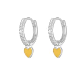 image-S925 Heart-Shaped Earrings - Platinum-White Oil Drop
