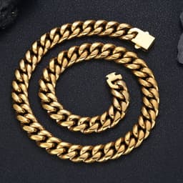 image-Stainless Steel Cuban Chain Necklace - Gold 6mm