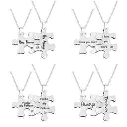 image-Puzzle Necklace Stainless Steel Couple Unisex