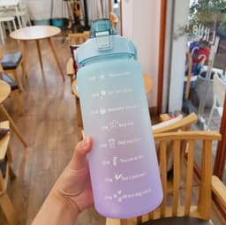 image-Fashion super large capacity outdoor frosted plastic cup gradient sports portable kettle colorful space bomb cover straw cup