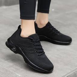 image-Bota Women's Sports Shoes - Black Mesh Lace-Up