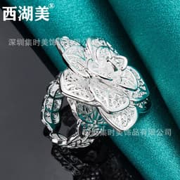 image-Xihumei Silver Three-Layer Wreath Open Ring Women's Jewelry