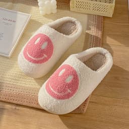 image-Women's Plush Slippers - Lightning Blue Smiley