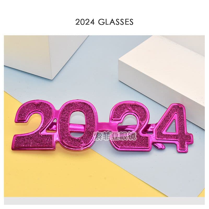image-2024 Digital Glasses Cross-border New Year's Eve Party Decoration Christmas Glasses Digital Funny Sunglasses