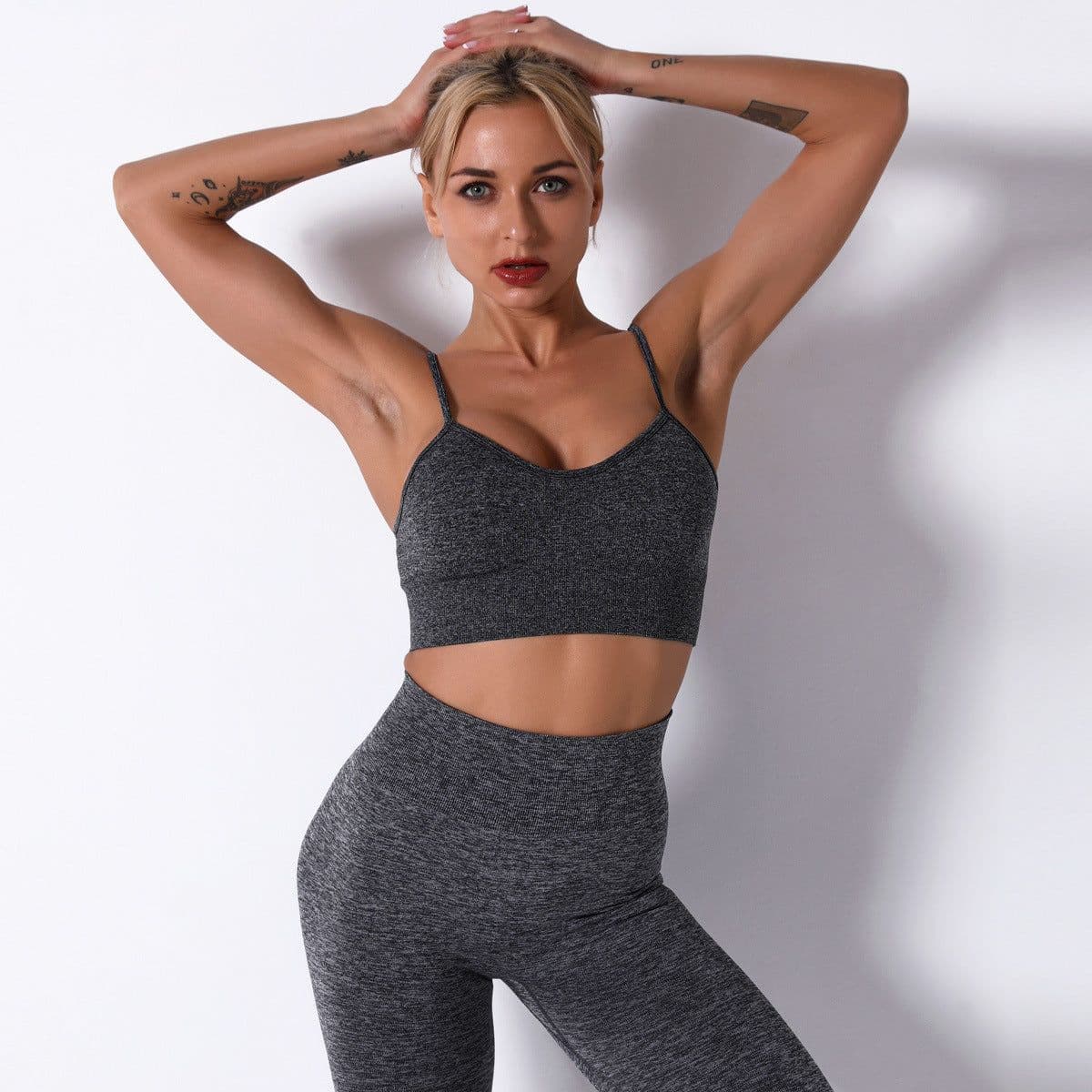 image-Nisha Women's Yoga Suit - Black Leggings Short Sleeve L