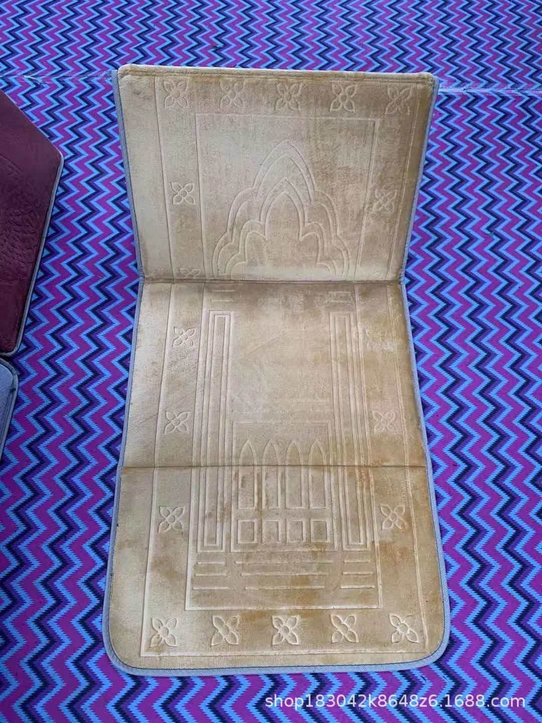 image-Sky Blue Polyester Folding Prayer Mat - 55*145CM Portable