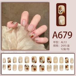 image-Autumn and winter gentle and pure desire simple style wearable manicure patches short, medium and long style white removable fake nail patches