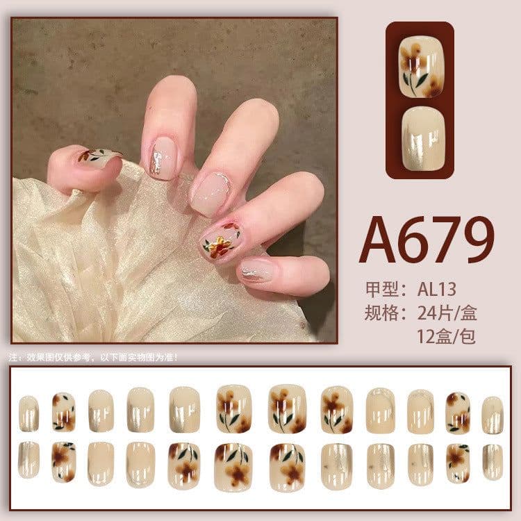 image-Autumn and winter gentle and pure desire simple style wearable manicure patches short, medium and long style white removable fake nail patches