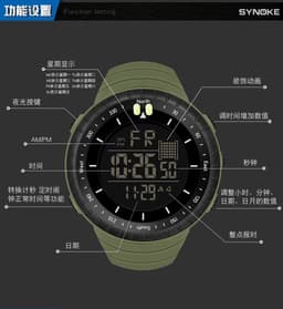 image-Men's Sports Watch - Army Green, 50m Waterproof, Luminous, Large Screen