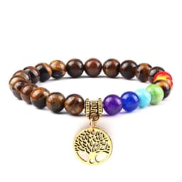 image-European and American cross-border foreign trade creative 8mm bead bracelet Volcanic lava hand string wooden beads alloy tree of life pendant