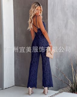 image-Lace Jumpsuit Women XXL Dark Blue Summer
