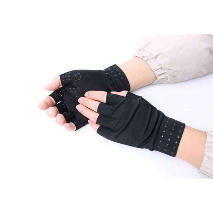 image-Half Finger Fitness Gloves - Non-Slip Nylon Black