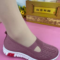 image-Women's Loafers Mesh Flat Heel Pink Size 41 Casual