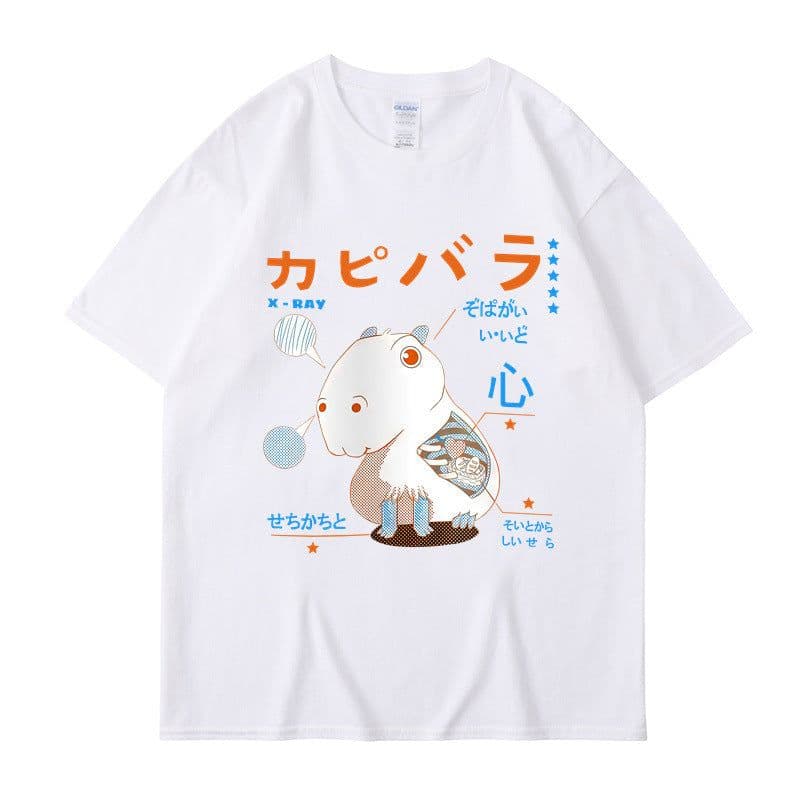 image-Men's Cartoon Hamster T-Shirt - Dark Gray Short Sleeve