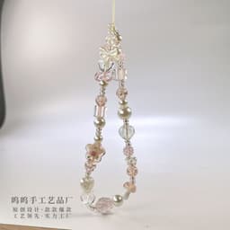 image-Original Glass Beaded Phone Chain DIY Pendant - 24K Glass Beads
