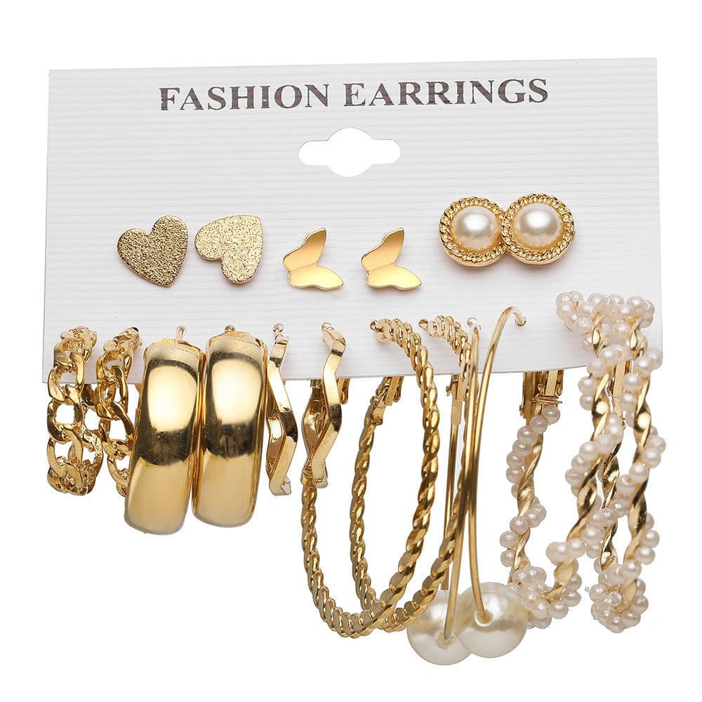 image-Acrylic Pearl Earring Set - 5 Pairs Mixed Style Women