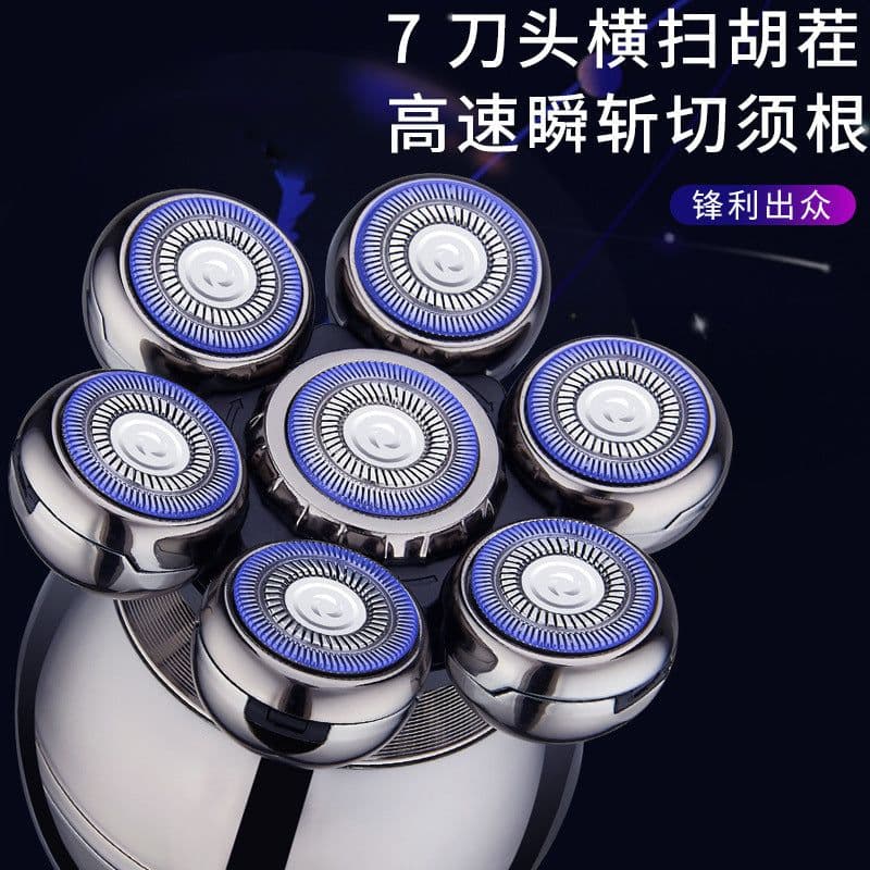 image-Hair Clipper 7-Head Bald Electric Razor Trimmer
