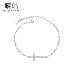 image-Xigu 925 Silver Cross Bracelet for Women - Commuting Style Jewelry