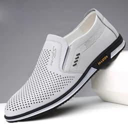 image-Men's Casual PU Loafers - Black Flat Heel 44 Size