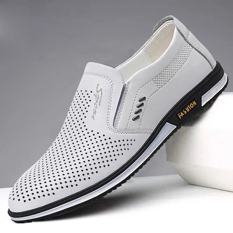 image-Men's Casual PU Loafers - Black Flat Heel 44 Size