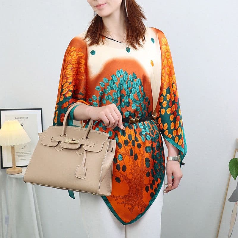 image-Silk Scarf Shawl - Women's Summer Sunscreen Large