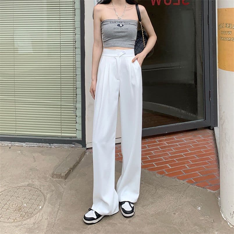 image-Korean Women's High Waist Black Pants Spring Summer