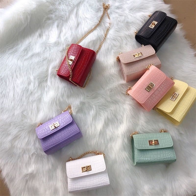 image-Summer mini small bag women 2021 new trendy net trendy red crocodile pattern solid color fashion one shoulder Messenger chain bag