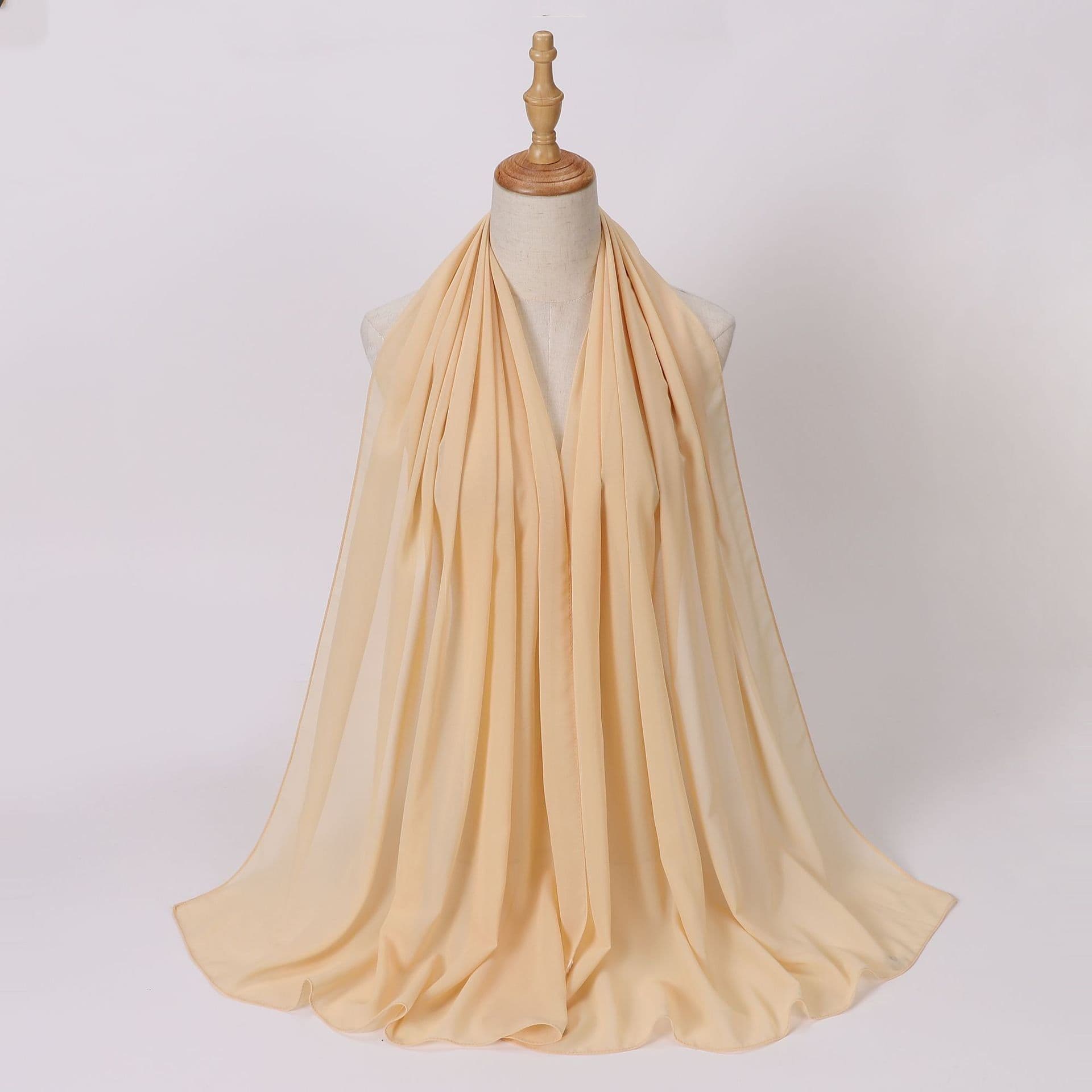 image-Weicai Chiffon Hijab Scarf - Gray Coffee 175x70cm