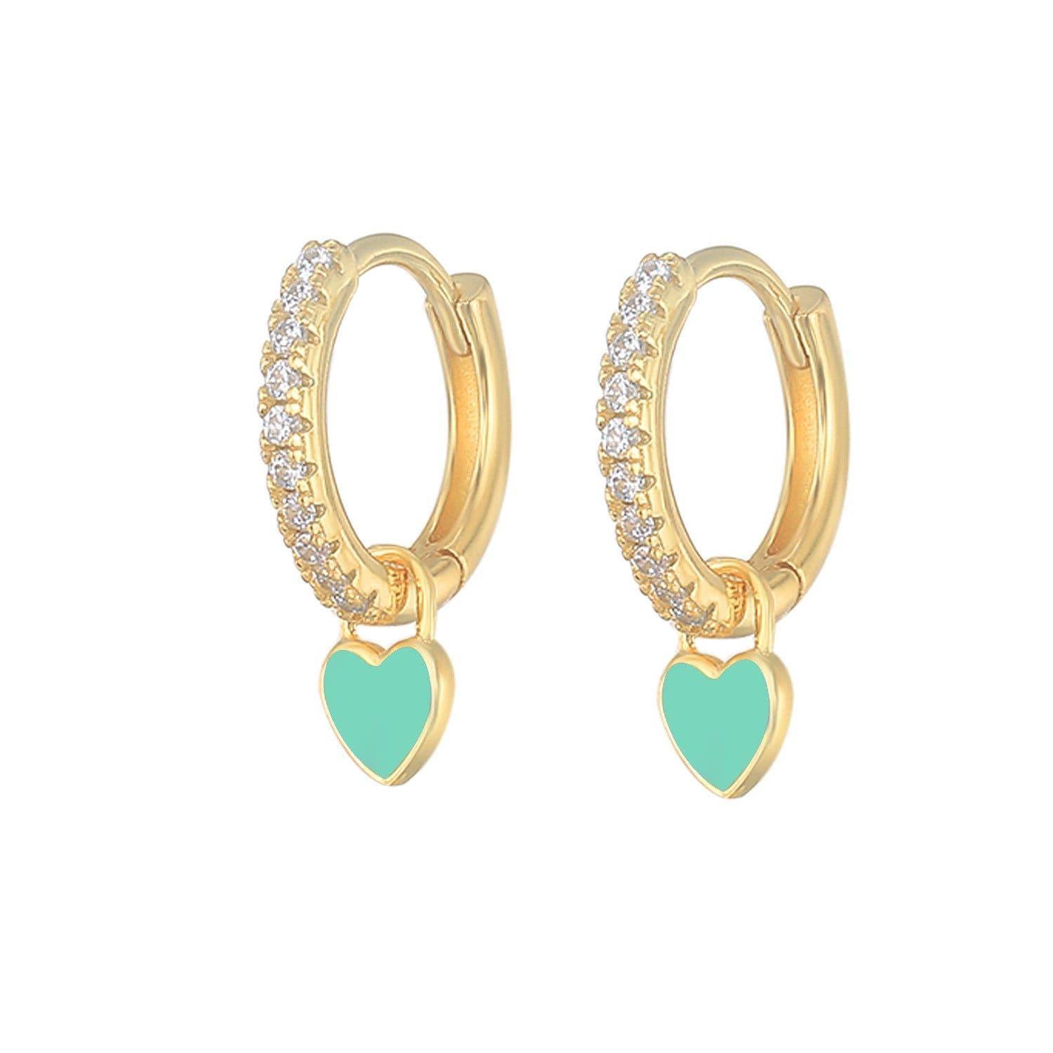 image-S925 Heart-Shaped Earrings - Platinum-White Oil Drop