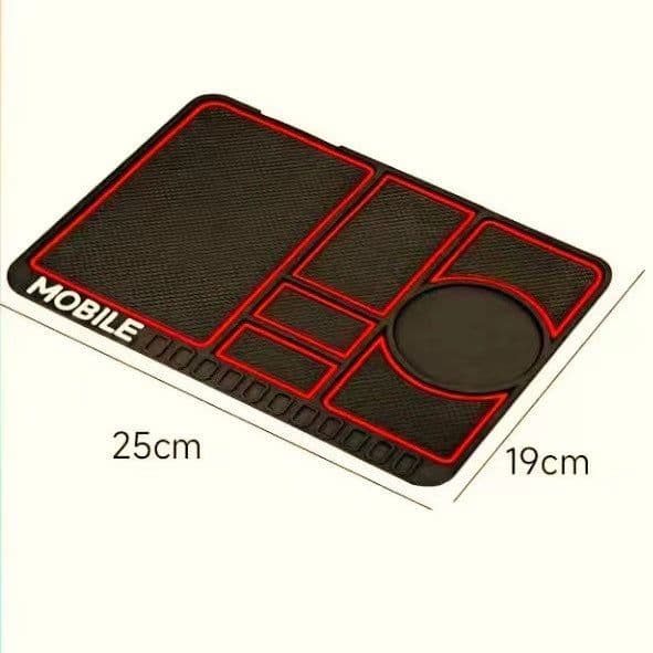 image-Car Anti-Slip Mat with Mobile Phone Holder, Dashboard Storage, Black