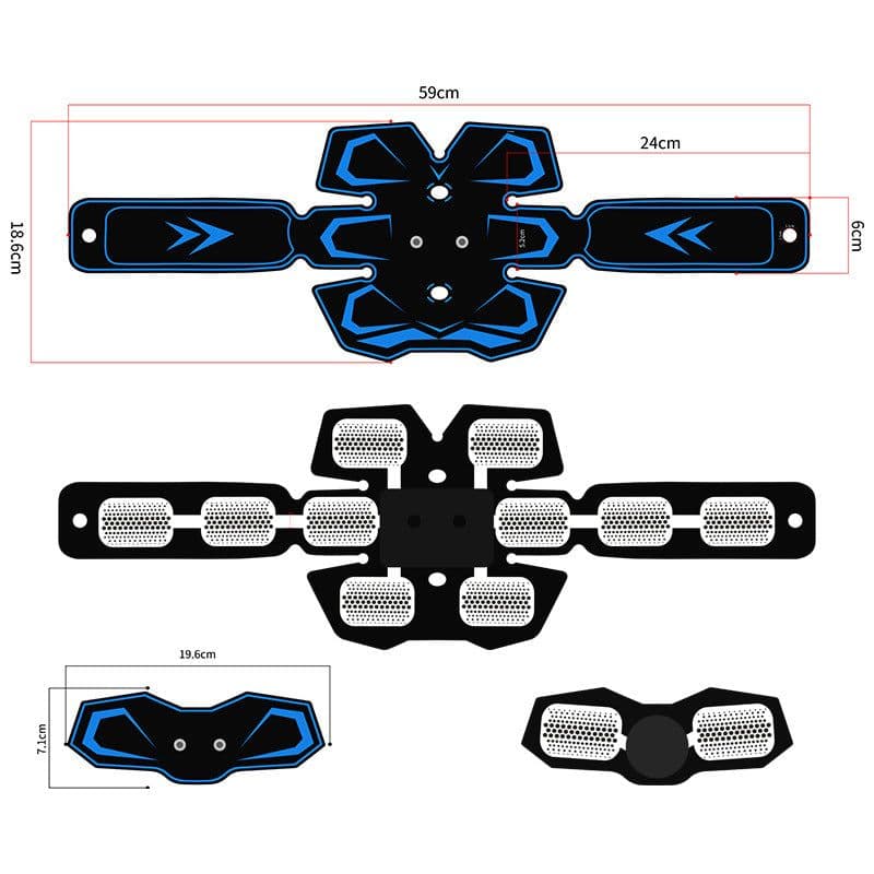 image-Anmer EMS Abdominal Muscle Trainer Belt - Blue, Foldable