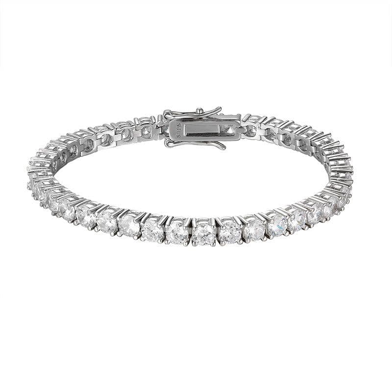 image-Men's Sterling Silver Tennis Bracelet - Rose Gold 23cm