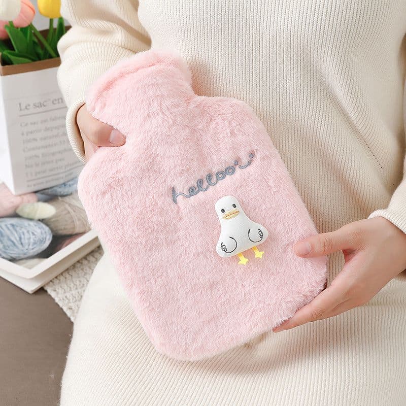 image-Purple Plush Hot Water Bottle 500ML - Removable Cover