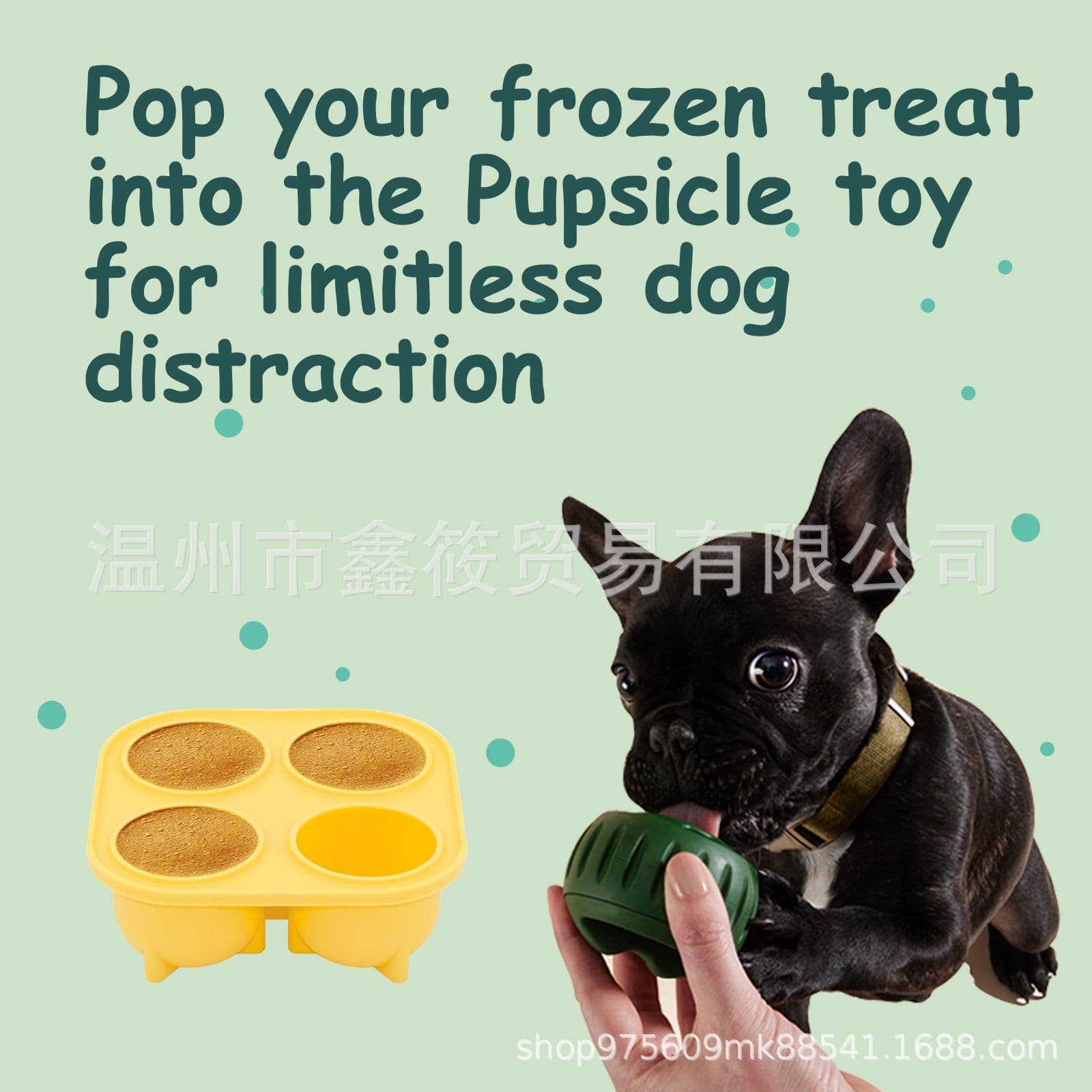 image-Woof Pupsicle Refillable Dog Toy - Green Silica Gel Ball