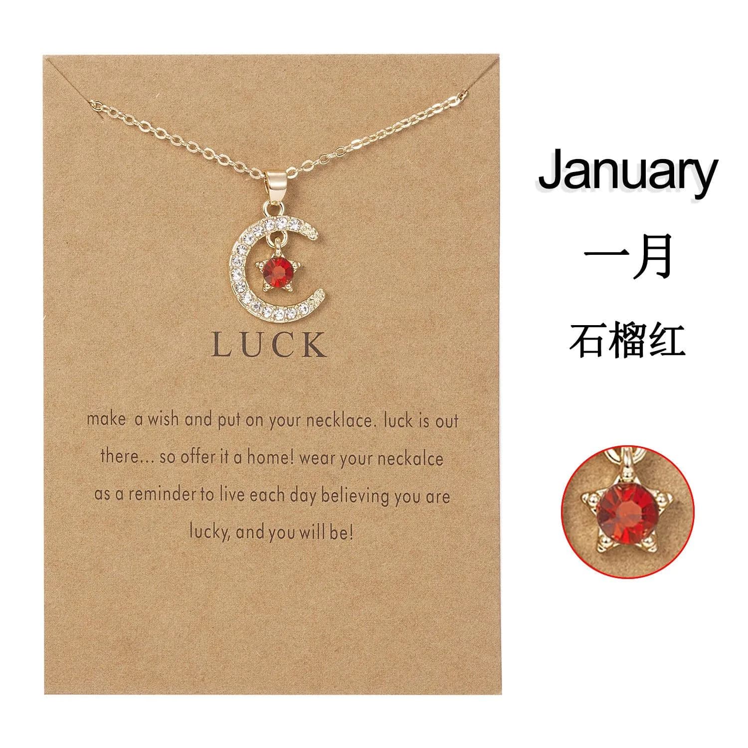image-Birthstone Necklace - December Turquoise Star Moon