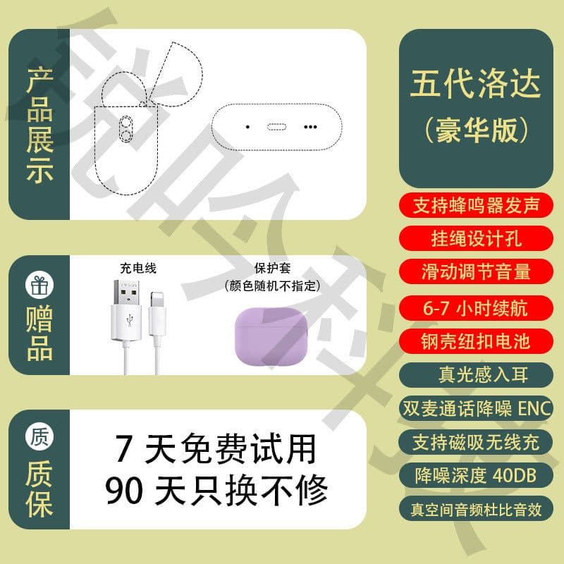 image-Huaqiang North is suitable for Apple wireless Bluetooth headset Yuehu Luoda 1562A two, three, four and five generations of noise reduction